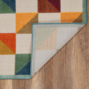 Homeroots 5' X 7' Orange And Ivory Geometric Stain Resistant Indoor Outdoor Area Rug  Uv,Treated Polypropylene 473715