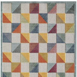 HomeRoots 5' Indoor Outdoor Area Rug – Vibrant Orange and Ivory Geometric Design for Modern Living Spaces 5' X 7' Rectangle 473715