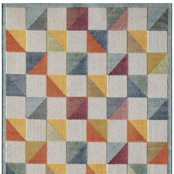 HomeRoots 5' Indoor Outdoor Area Rug – Vibrant Orange and Ivory Geometric Design for Modern Living Spaces 5' X 7' Rectangle 473715