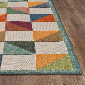 Homeroots 5' X 7' Orange And Ivory Geometric Stain Resistant Indoor Outdoor Area Rug  Uv,Treated Polypropylene 473715