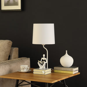 Homeroots 21" White Table Lamp With White Globe Shade White Polyresin 473740