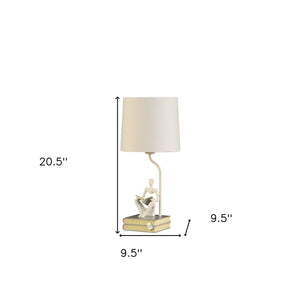 Homeroots 21" White Table Lamp With White Globe Shade White Polyresin 473740