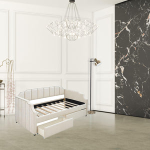 Homeroots Twin Beige Upholstered Polyester Blend Bed  Manufactured Wood 473742