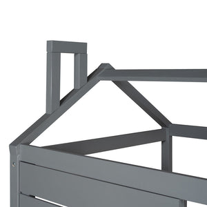 Homeroots Gray Wood Twin Four Poster Bed Frame  Manufactured Wood 473767