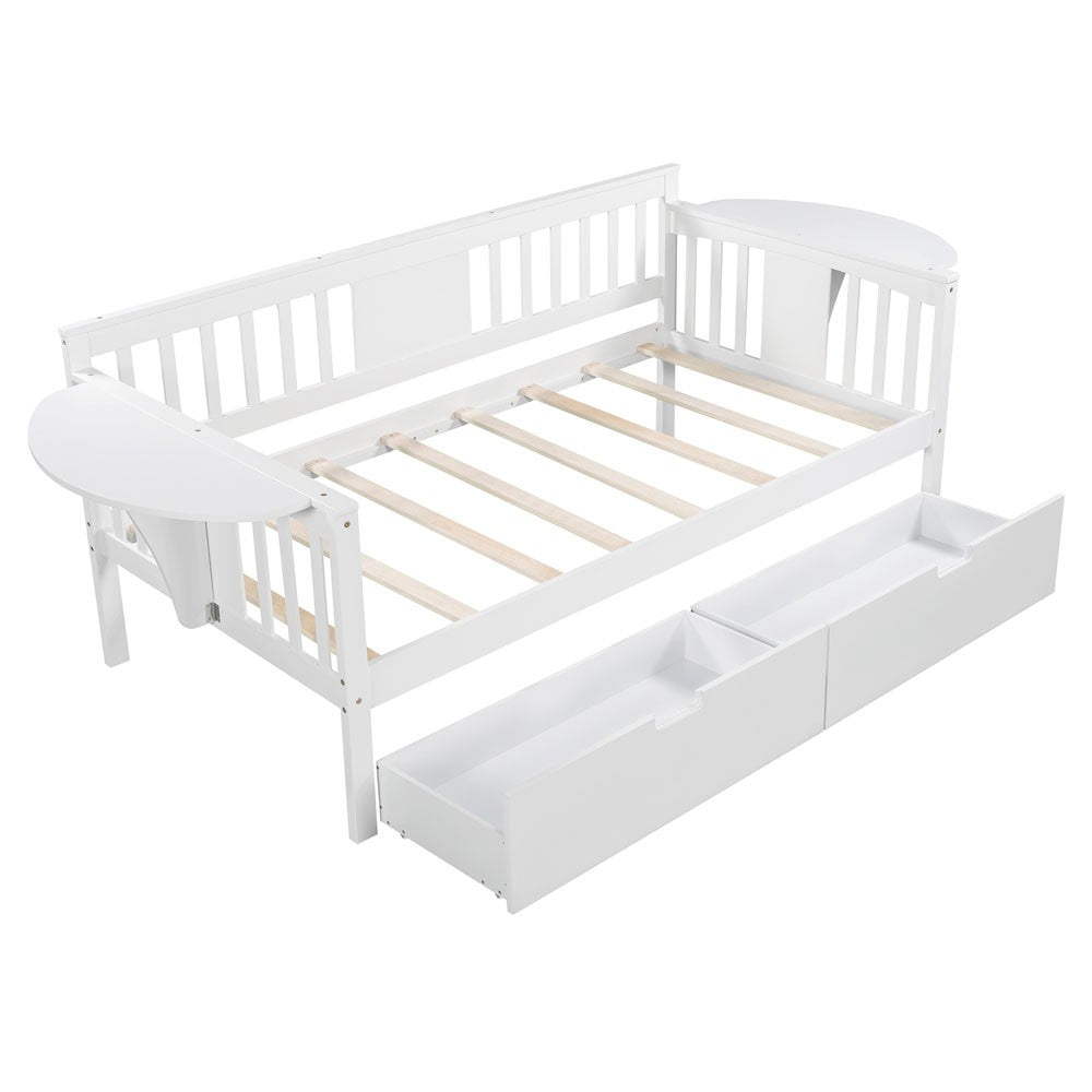 Homeroots White Wood Twin Bed Frame  Manufactured Wood 473776