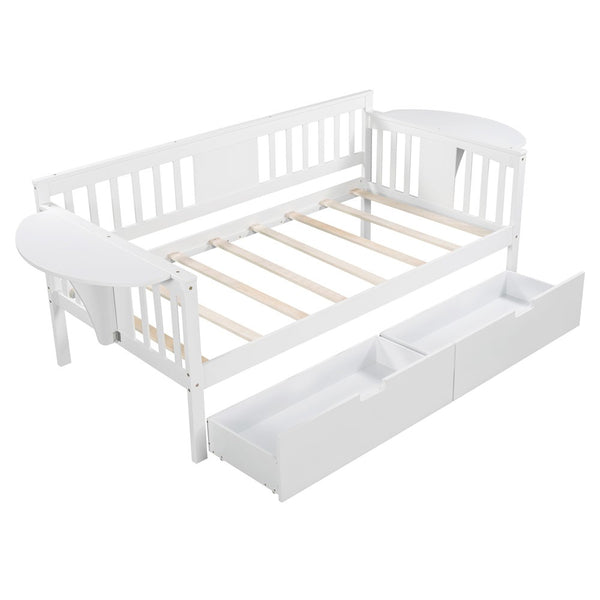 Homeroots White Wood Twin Bed Frame  Manufactured Wood 473776