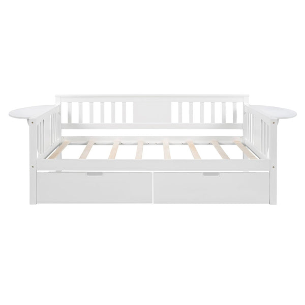 Homeroots White Wood Twin Bed Frame  Manufactured Wood 473776