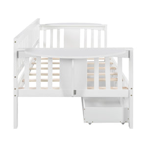 Homeroots White Wood Twin Bed Frame  Manufactured Wood 473776