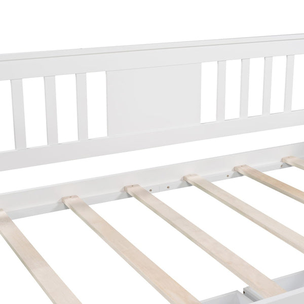 Homeroots White Wood Twin Bed Frame  Manufactured Wood 473776