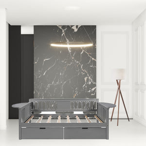 Homeroots Gray Wood Twin Bed Frame  Manufactured Wood 473777