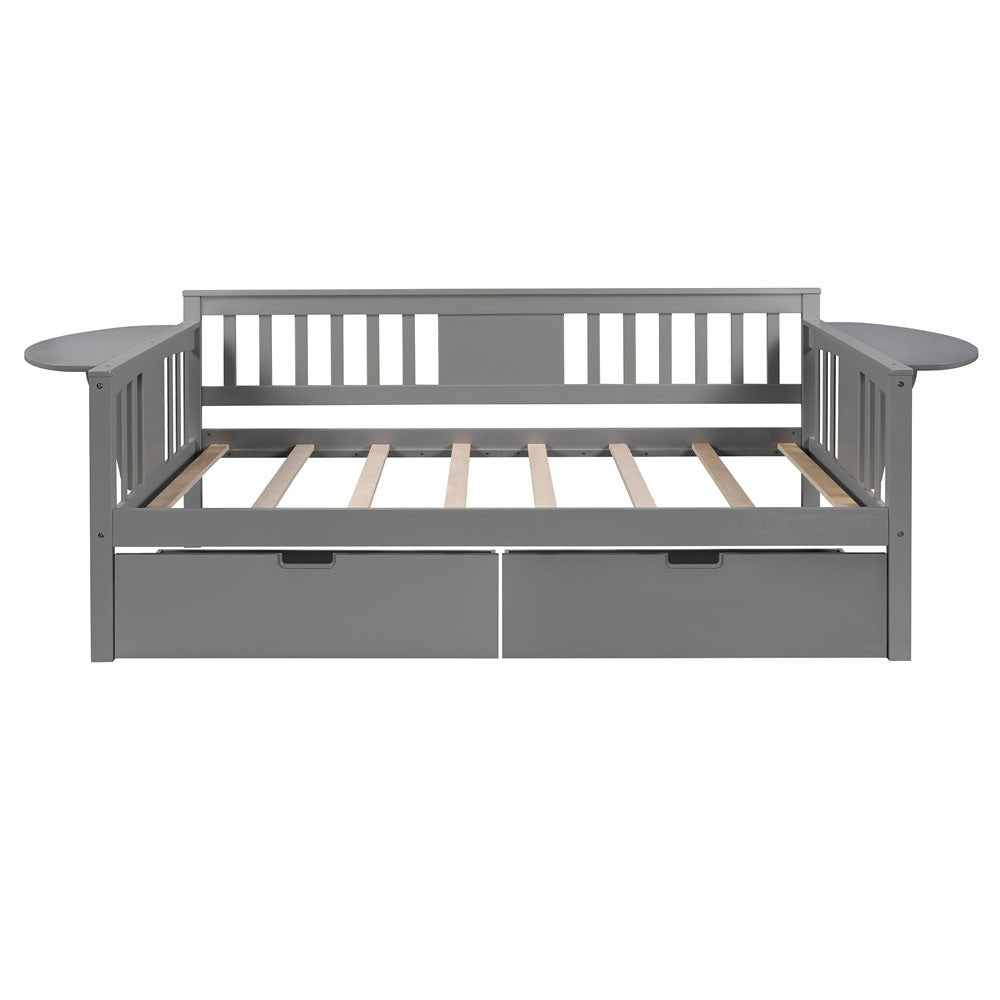 Homeroots Gray Wood Twin Bed Frame  Manufactured Wood 473777