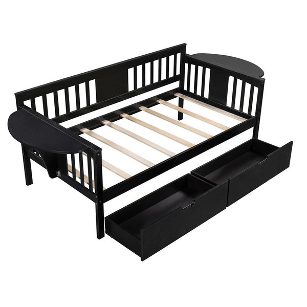 Homeroots Espresso Wood Twin Bed Frame  Manufactured Wood 473778