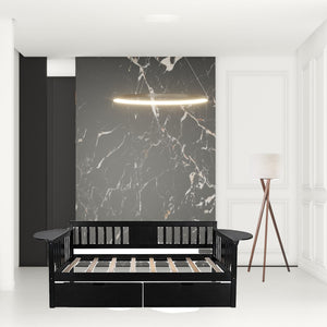 Homeroots Espresso Wood Twin Bed Frame  Manufactured Wood 473778