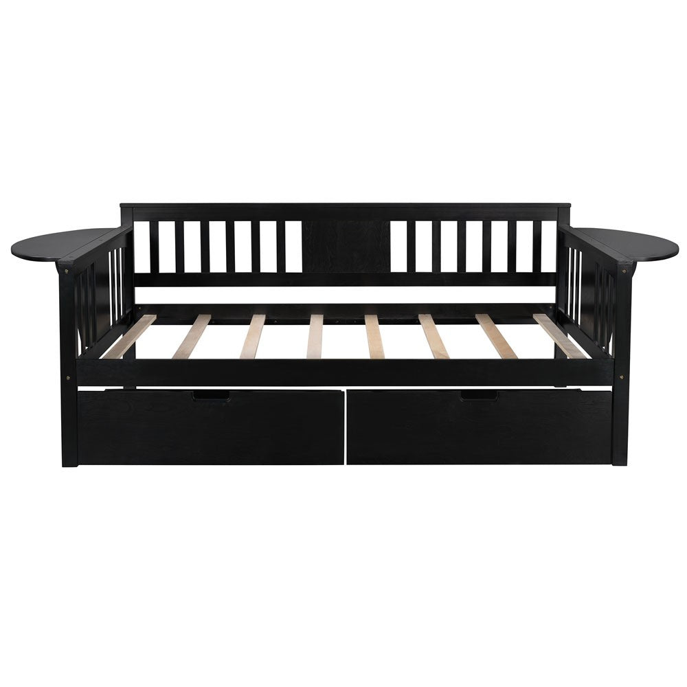 Homeroots Espresso Wood Twin Bed Frame  Manufactured Wood 473778