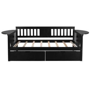 Homeroots Espresso Wood Twin Bed Frame  Manufactured Wood 473778