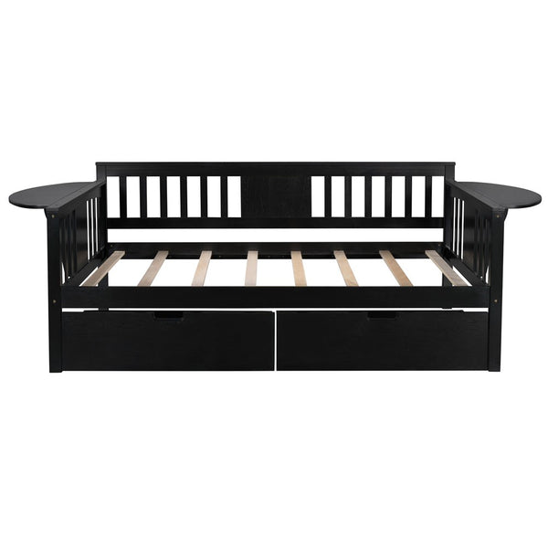 Homeroots Espresso Wood Twin Bed Frame  Manufactured Wood 473778