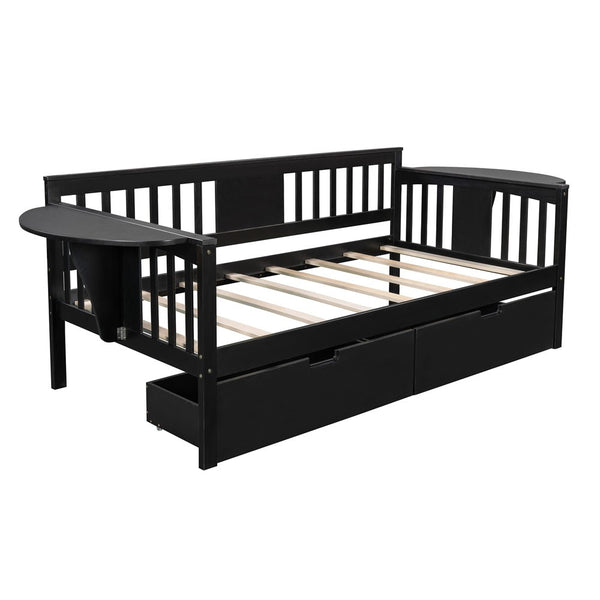 Homeroots Espresso Wood Twin Bed Frame  Manufactured Wood 473778