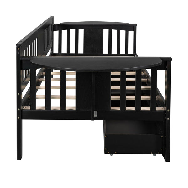 Homeroots Espresso Wood Twin Bed Frame  Manufactured Wood 473778