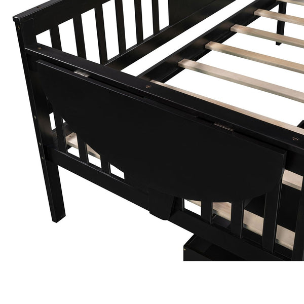 Homeroots Espresso Wood Twin Bed Frame  Manufactured Wood 473778