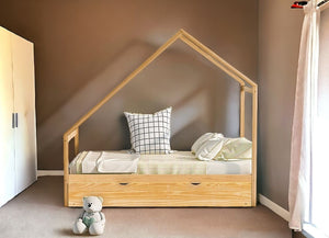 Homeroots Natural Wood Twin With Trundle  Manufactured Wood 473784