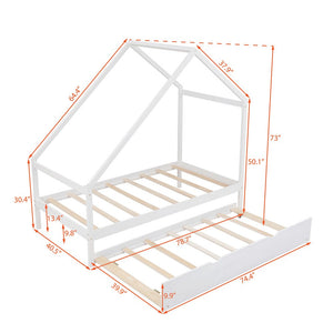 Homeroots White Wood Twin With Trundle  Manufactured Wood 473785