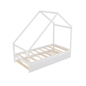 Homeroots White Wood Twin With Trundle  Manufactured Wood 473785