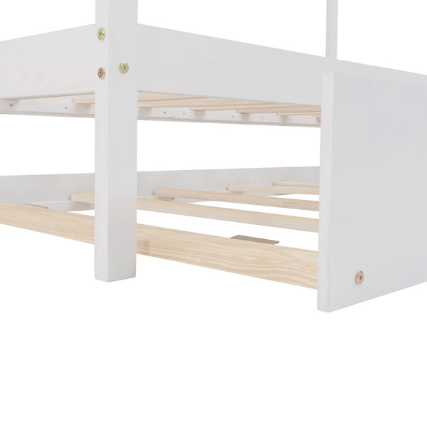 Homeroots White Wood Twin With Trundle  Manufactured Wood 473785