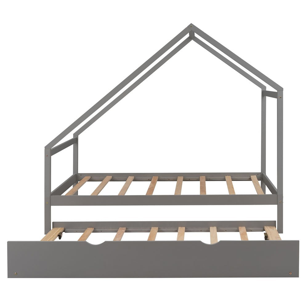 Homeroots Gray Wood Twin With Trundle  Manufactured Wood 473786