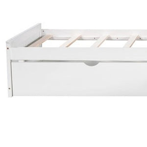 Homeroots White Wood Twin Bed Frame With Trundle  Solid Wood 473792