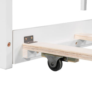 Homeroots White Wood Twin Bed Frame With Trundle  Solid Wood 473792