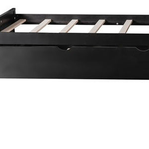 Homeroots Espresso Wood Twin Bed Frame With Trundle  Solid Wood 473793