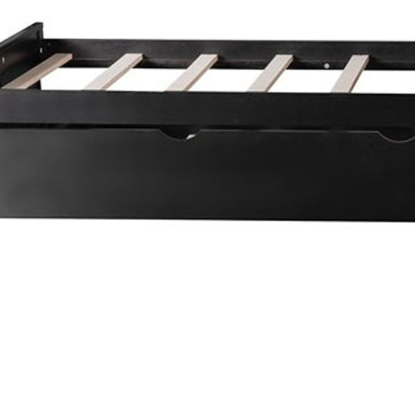 Homeroots Espresso Wood Twin Bed Frame With Trundle  Solid Wood 473793