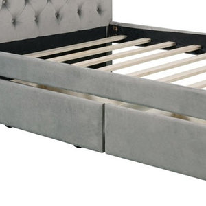 Homeroots Gray Wood Tufted Upholstered Twin Sleigh Bed Frame  Manufactured Wood 473796