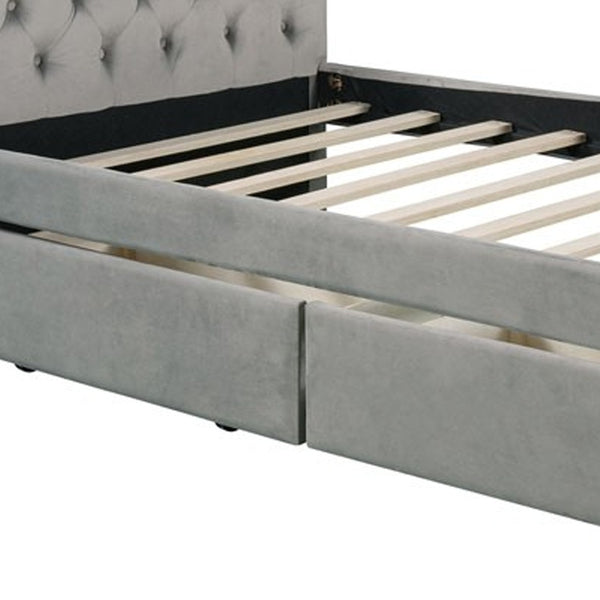 Homeroots Gray Wood Tufted Upholstered Twin Sleigh Bed Frame  Manufactured Wood 473796