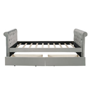 Homeroots Gray Wood Tufted Upholstered Twin Sleigh Bed Frame  Manufactured Wood 473796