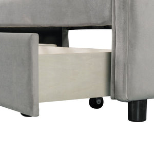 Homeroots Gray Wood Tufted Upholstered Twin Sleigh Bed Frame  Manufactured Wood 473796