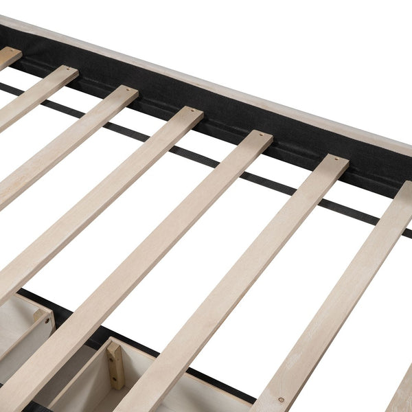 Homeroots Beige Wood Tufted Upholstered Twin Bed Frame  Manufactured Wood 473797