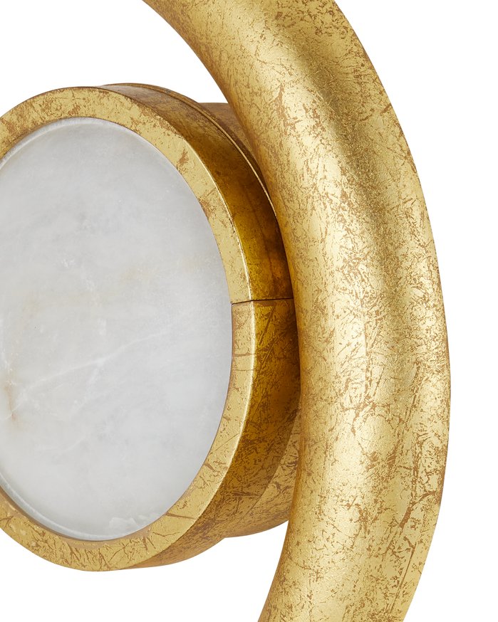 Currey & Company Muluk Wall Sconce - Vintage Elegance Meets Modern Design In Handcrafted Gold Leaf And Marble Finish Gold Metal ,Marble 5900-0059-currey-company
