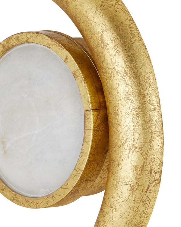 Currey & Company Muluk Wall Sconce - Vintage Elegance Meets Modern Design In Handcrafted Gold Leaf And Marble Finish Gold Metal ,Marble 5900-0059-currey-company