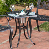 Christopher Knight Home® - Noble House - Ava Outdoor Cast Aluminum Bistro Table with Ice Bucket, Black Copper