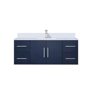 English Elm Navy 48" Bath Vanity with White Quartz Top, Faucet Set, Soft-Close Drawers & Ample Storage Durable B2731P258650