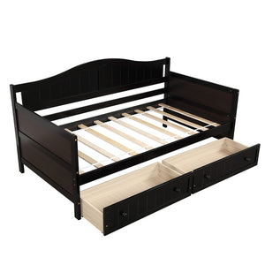 Homeroots Espresso Wood Twin Bed Frame  Manufactured Wood 473800