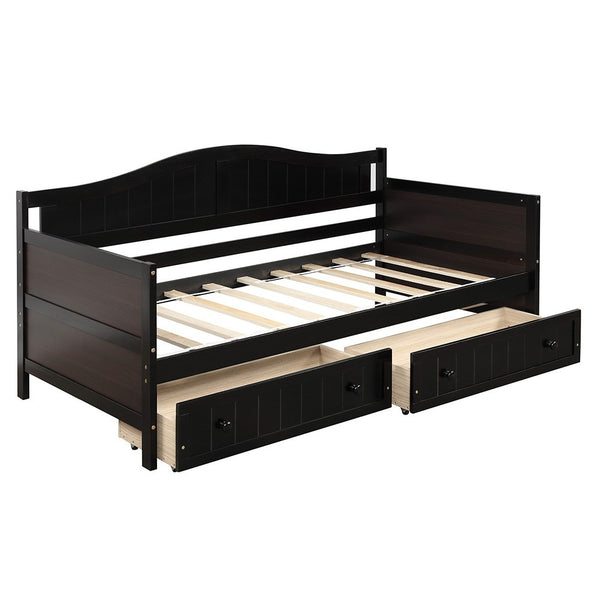 Homeroots Espresso Wood Twin Bed Frame  Manufactured Wood 473800