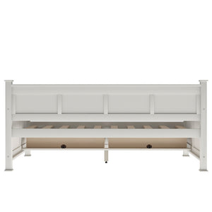 Homeroots White Wood Twin With Two Drawers Bed Frame  Manufactured Wood 473804