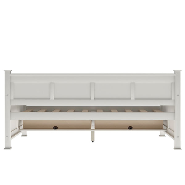 Homeroots White Wood Twin With Two Drawers Bed Frame  Manufactured Wood 473804