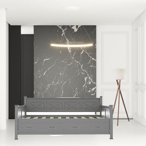 Homeroots Gray Wood Twin Bed Frame  Manufactured Wood 473805