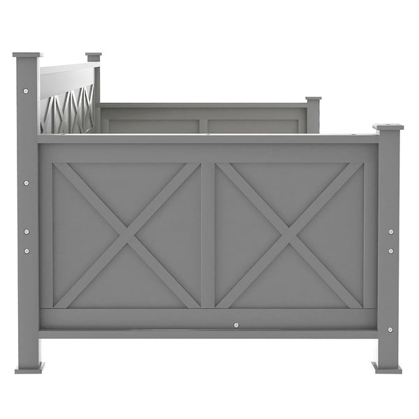 Homeroots Gray Wood Twin Bed Frame  Manufactured Wood 473805