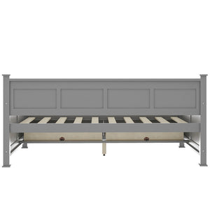 Homeroots Gray Wood Twin Bed Frame  Manufactured Wood 473805