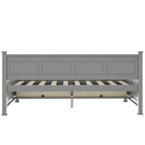 Homeroots Gray Wood Twin Bed Frame  Manufactured Wood 473805