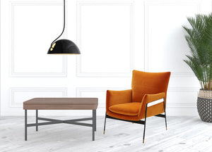 Homeroots Velvet Solid Color Flared Arms Wingback Chair Metal Black Legs   473810